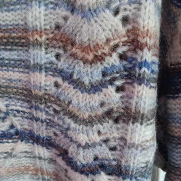 Women's Fate 3 XL Crew Neck Fuzzy Open Weave Striped Sweater - Picture 8 of 8